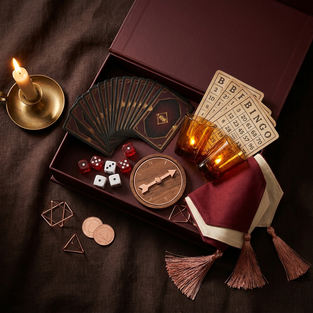 Games night party games flat lay
